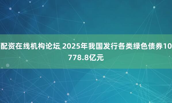 配资在线机构论坛 2025年我国发行各类绿色债券10778.8亿元